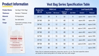 Tas HDPE Ramah Lingkungan, Dapat Didaur Ulang, Tahan Air, dengan Pegangan Vest, Gusset Samping, Cetak Terima Kasih, Warna Putih Merah, Kapasitas Muatan Besar, Grosir