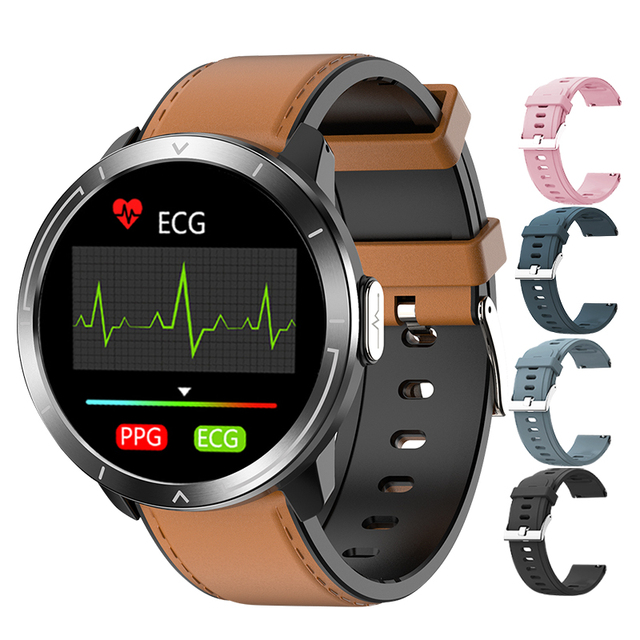 M18plus PPG ECG Blood Pressure Fitness Activity Tracker SPO2 BP Round Smartwatch Touch Screen Waterproof Bracelet Smart Watch