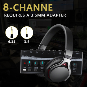 เครื่องขยายเสียงสเตอริโอแบบพกพา S-800 ตัวแยกเสียง 8 ช่อง สำหรับใช้ในบ้าน/ดีเจ เครื่องขยายเสียงหูฟัง 8 ช่องสัญญาณ - Product Image 2
