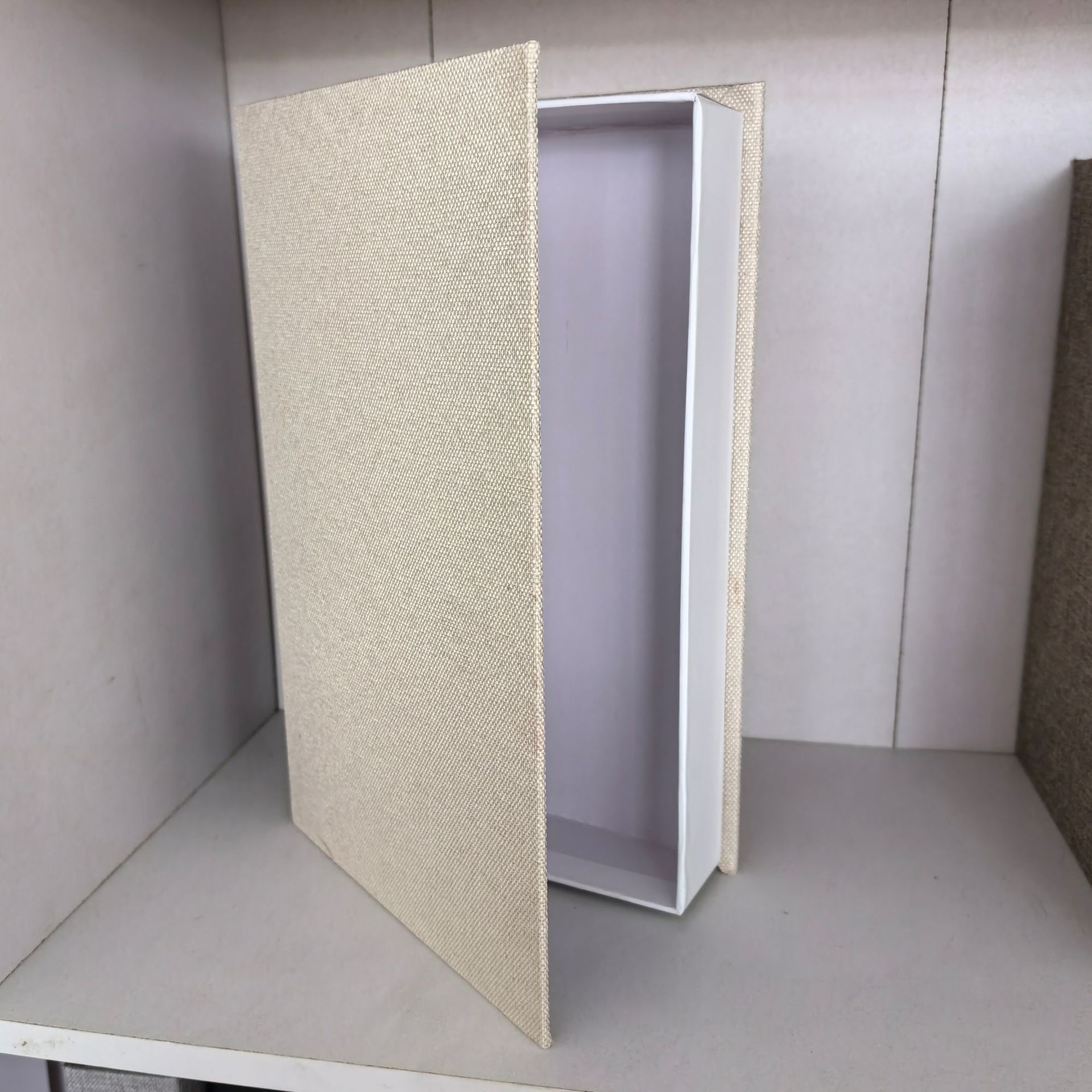 Caja de almacenamiento individual de lino beige