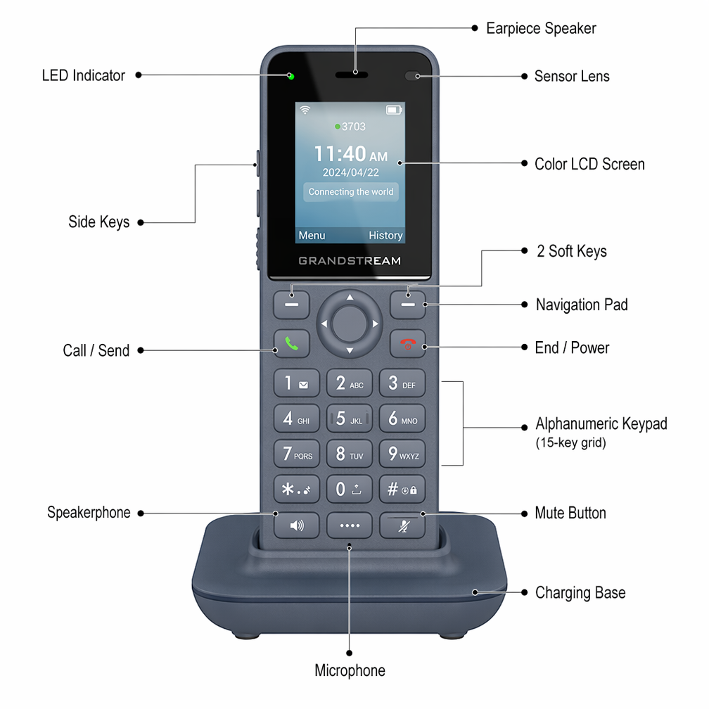 Grandstream WP816 WiFi 6 IP Phone Dual Band 802.11ax Roaming Opus HD Voice 3 Way Conference 2 Lines 6H Talk 120H Standby VoIP · image 2