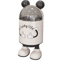 Poubelle de grande capacité avec couvercle amovible à oreilles et pattes d'animaux, double couche en PP, pour chambre d'enfant et cuisine