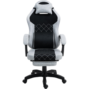 Chaise de jeu professionnelle réglable en hauteur, confort de canapé, en <span class=keywords><strong>tissu</strong></span> gris, <span class=keywords><strong>avec</strong></span> <span class=keywords><strong>repose</strong></span>-pieds, pour gaming vidéo de luxe - Product Image 2