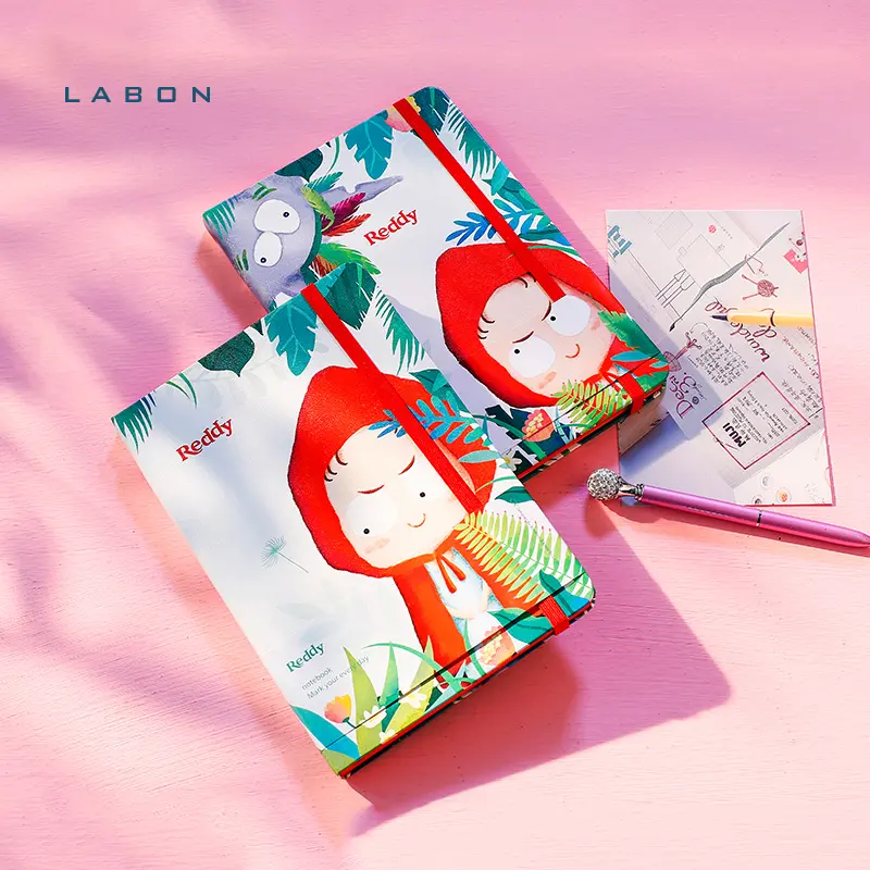 LABON 2022 Hot Custom Design Illustration A5 Uv Full Color Printed Pu Leather Hardcover Notebook