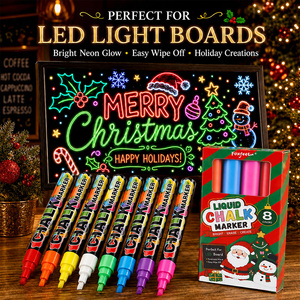 Set di 8 Pennarelli Fluorescenti LED Cancellabili da 6mm per Lavagna Luminosa, Pittura e Graffiti - Product Image 5