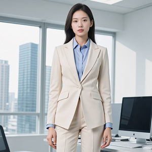 Men's And Women's Apricot Business Suits Anti-Wrinkle Worsted Work Formal Wear Adult Size 2613hyl - Product Image 2