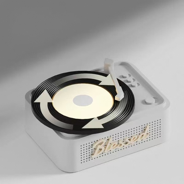 New Lucky Mini Speaker RGB LED Portable for Turntable Design TF Card Slot Bamboo Material Creative Desktop Audio Gift