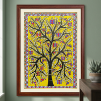 Peinture folklorique traditionnelle Mithila, peinture artisanale sur toile, art folklorique 3D complet, peinture folklorique du Bihar, Madhubani, Jharkhand, décoration de la maison (2720)