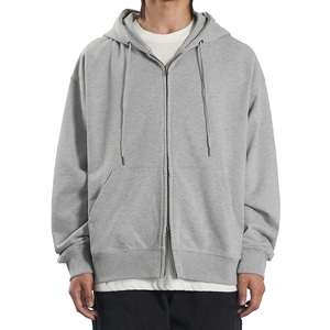 เสื้อฮู้ดดี้ผ้าฝ้ายสีเทาเรียบง่ายสไตล์ Healy แขนยาวสำหรับฤดูใบไม้ร่วง เสื้อสเวตเชิ้ตแบบ unisex พร้อมเชือกผูก ซิปคู่ กันลม - Product Image 1