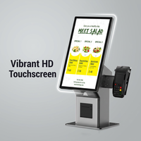Kiosque de commande automatique pour restauration rapide, écran tactile sur comptoir, terminal de commande automatique avec lecteur de cartes et imprimante