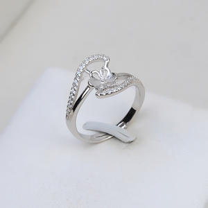 Anillo Abierto de Plata S925 para Mujer, Ajustable, con Perla y Accesorios para DIY, Bandeja Vacía de 43 mm - Product Image 1