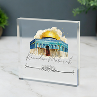 Plaque en acrylique personnalisée Umrah Mubarak - Cadeaux islamiques pour le Hajj, le Ramadan, l'Aïd, les Musulmans, Décoration de table pour la famille et les amis