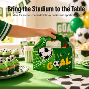 Caja de Regalo Personalizada al por Mayor para Fiestas de Fútbol, Caja de Dulces de Papel Verde con Asa para Fiestas de Cumpleaños Infantiles, Suministros al por Mayor - Product Image 5
