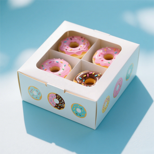 Vente en gros de boîte d'emballage biodégradable pour bouffée de dessert beignet avec logo personnalisé boîte de papier pour beignet avec anneau rempli glacé de <span class=keywords><strong>boulangerie</strong></span> - Product Image 2