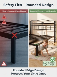 Cadre de lit multifonctionnel durable et antidérapant pour lit Queen Size avec tête de lit et projecteur d'étoiles pour un sommeil réparateur - Product Image 5