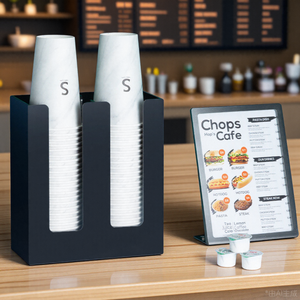<span class=keywords><strong>Portabicchieri</strong></span> a Doppio Livello per Caffetterie, Porta Bicchieri Usa e Getta con Design Multifunzionale in Acciaio <span class=keywords><strong>Inox</strong></span> per Uso in Cucina - Product Image 3