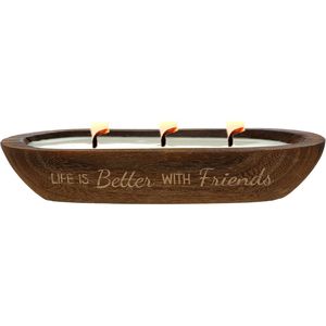 Vela aromática de cera de soja de 9 oz en tazón de madera ovalado de Pavilion Gift Company, con aroma a jazmín blanco, para decoración del hogar. - Product Image 1