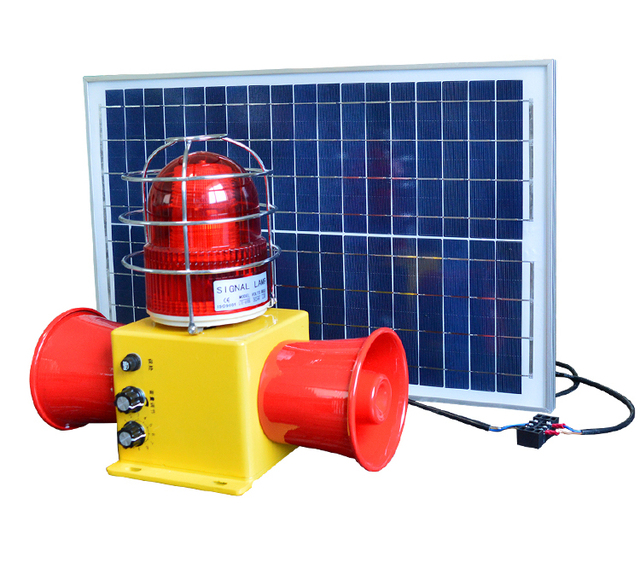 Outdoor Solar Audible-Visual Alarm 140dB Multi-Voltage Optional Rainproof Corrosion-Resistant Metal Solar Panel Powered Siren