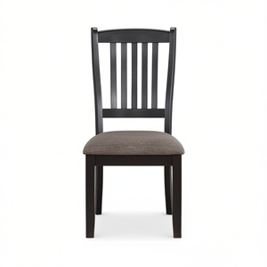 Silla de comedor clásica de madera con asiento y respaldo tapizados en tela para muebles de cocina y hogar - Product Image 1