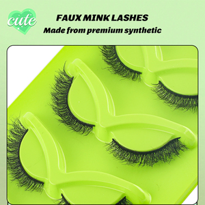 <span class=keywords><strong>Faux</strong></span> <span class=keywords><strong>cils</strong></span> en bande effet œil de chat ailé légers et vaporeux, en <span class=keywords><strong>faux</strong></span> vison, vert vif, en plateau papillon, naturels et volumineux - Product Image 3