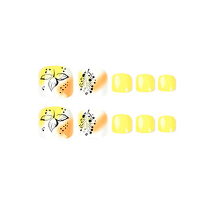 Hojas <span class=keywords><strong>pintadas</strong></span> a mano Árboles Pie <span class=keywords><strong>Uñas</strong></span> Venta al por mayor Manicura usable Productos <span class=keywords><strong>de</strong></span> belleza extraíbles <span class=keywords><strong>Amarillo</strong></span> Verano Dedo ABS Francés - Product Image 4