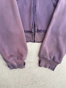 <span class=keywords><strong>Felpa</strong></span> con Cappuccio da Uomo <span class=keywords><strong>Viola</strong></span> Retrò con Zip e Bordi Grezzi, Stile <span class=keywords><strong>Oversize</strong></span> Streetwear - Product Image 4