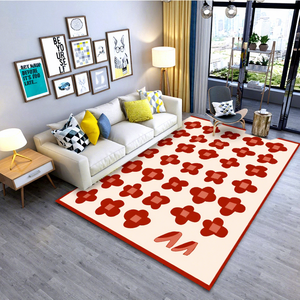 EiffelHome - Alfombra de Imitación de Cachemira, Estilo Moderno y Sencillo, Lavable a Mano, Diseño Floral a Cuadros, Base Antideslizante, Plana - Product Image 2