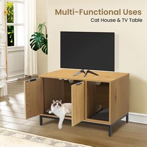 <strong>Cat</strong> <strong>Litter</strong> Box Enclosure <strong>Furniture</strong> <strong>Litter</strong> Box Enclosure with Mat Concealed <strong>Cat</strong> House <strong>Furniture</strong> with Hooks - Product Image 3