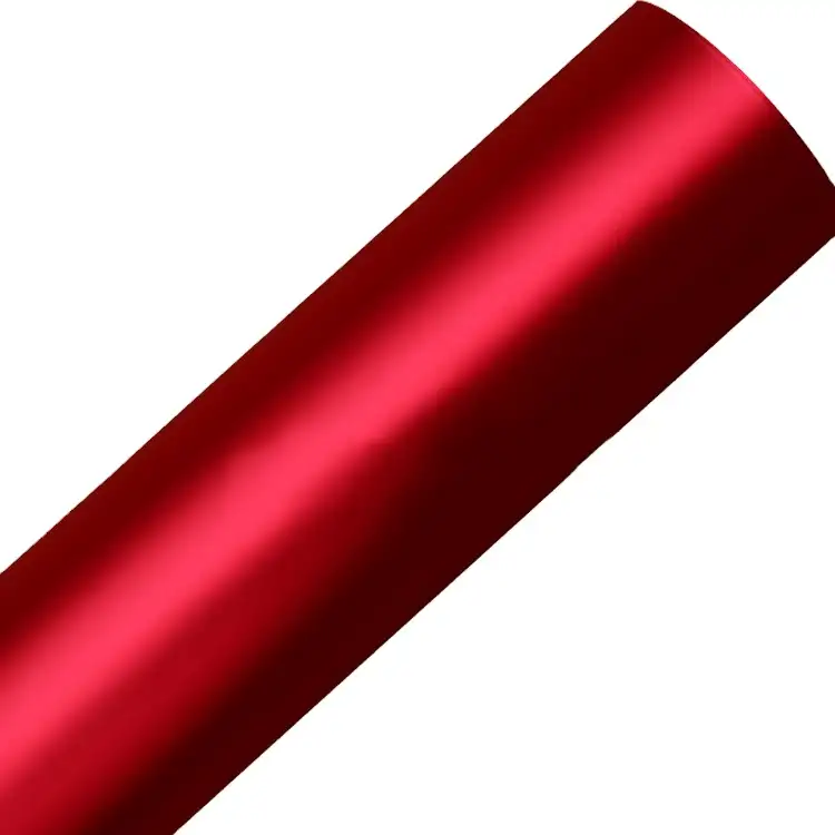 Película de vinilo estirable para coche, sin burbujas, cromado, color rojo mate, 1,52x18m