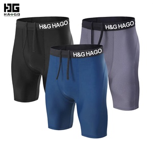 Boxer HAGO personalizzato in poliestere per gli uomini traspirante a metà vita Fitness aderenti <span class=keywords><strong>Leggings</strong></span> corti a compressione con elastico OEM - Product Image 1