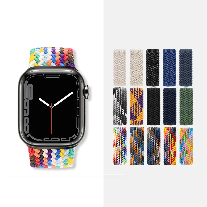 Sport Nylon Braided solo Loop watch Strap For Appl iWatch Band Series 9 Ultra Elastic Bracelet iWatch 45mm 49mm Fabric Strap