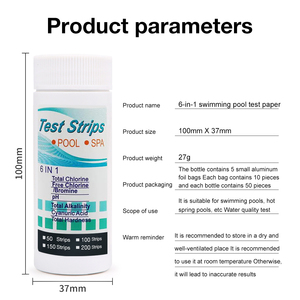 Papel de teste de <span class=keywords><strong>ph</strong></span> para piscina, 6 em 1, cloro, alcalinidade, sem cloro, cyanuric - Product Image 4