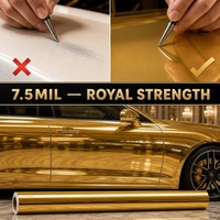 Film de protection de peinture (PPF) en TPU chromé or 1,52*15m 7,5 mil, effet miroir de luxe auto-réparant, pour voiture