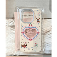 Casing HP Anti Benturan Lembut Motif Kartun Hati Anjing Ceri untuk 17 Pro Max 16 Plus Gaya Kreatif Terlaris 14 13