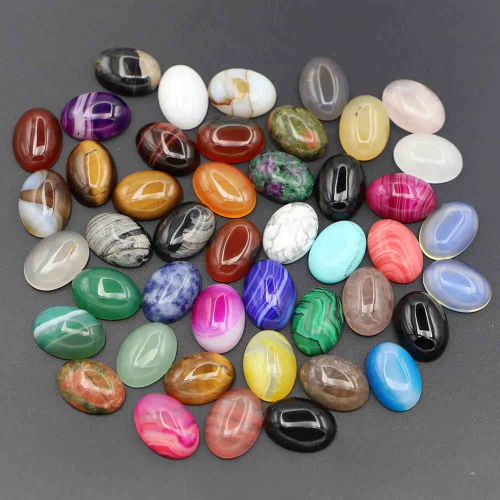 oval Cabochon Flatback Gemstones Beads Healing Crystal Clear Quartz Chakra Stone for Rings Necklace Jewelry Making Accessories