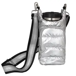 Bolsa refrigeradora para garrafas de água com logotipo personalizado, bolsa para transporte de garrafas de água para esportes ao ar livre, suporte isolado para garrafas, bolsa tipo estilingue
