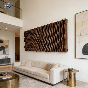 Décoration intérieure, panneaux muraux en bois massif 3D ondulés, écologiques, couleur personnalisée, pour la maison, le bureau, le hall, le centre commercial, l'hôtel - Product Image 4