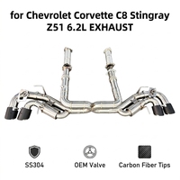 Système d'échappement complet en acier inoxydable SDO compatible avec Chevrolet Corvette C8 Stingray Z51 6.2L 2020-2026, avec downpipe droit et valve OEM