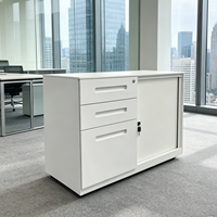 Armoire de rangement roulante grande capacité avec serrure, unité en acier à 3 tiroirs avec porte à volet roulant, roulettes silencieuses pour bureau et garage