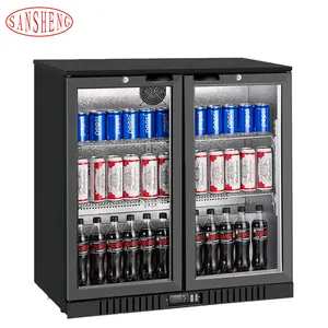 Двойной стеклянный дверной охладитель пива бар под прилавком охладитель напитков холодильник