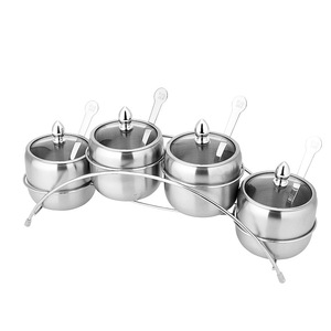 304 Stainless Steel <b>Spice</b> <b>Jar</b> Set With Metal Lid Airtight Storage For Solid Seasonings Kitchen Use - Product Image 2