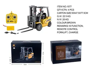 1/10 Huina 1577 Remote Control Forklift 8-kanäle 2.4GHz RC Alloy Body Engineering Construction Vehicle für Kids Brown