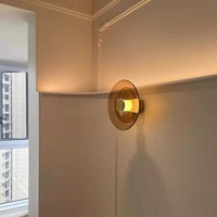 Applique murale ronde de luxe à LED pour couloir, applique murale de plafond, lumière dorée noire moderne en verre pour hôtel, restaurant, maison