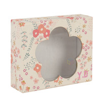 Boîte cadeau classique mignonne avec logo personnalisé imprimé en orange, emballage pour petite poupée, 2 pièces, emballage premium avec fenêtre en PVC