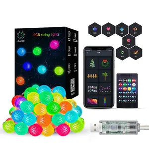 Intelligent Bluetooth Christmas Lights RGB Led Pixel String Light pineapple shape For Diy Party Christmas Halloween Wedding