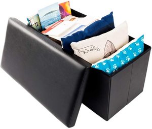 Gấp hộp lưu trữ nhà máy Outlet Multi-Màu sắc hình chữ nhật da ráp Ottoman băng ghế dự bị 30inch phẳng có thể gập lại lưu trữ phân - Product Image 1