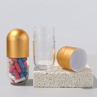 Mini bouteilles de supplément de vitamine vides bouteille de Capsule en plastique bouchon d'or PET 50cc bouteille de pilule de médecine