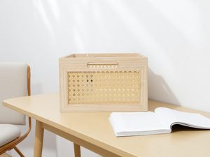 Cesta de Almacenamiento Multifuncional Rectangular Vintage de Mimbre Natural y Madera Hecha a Mano de Alta Calidad, Ecológica - Product Image 4
