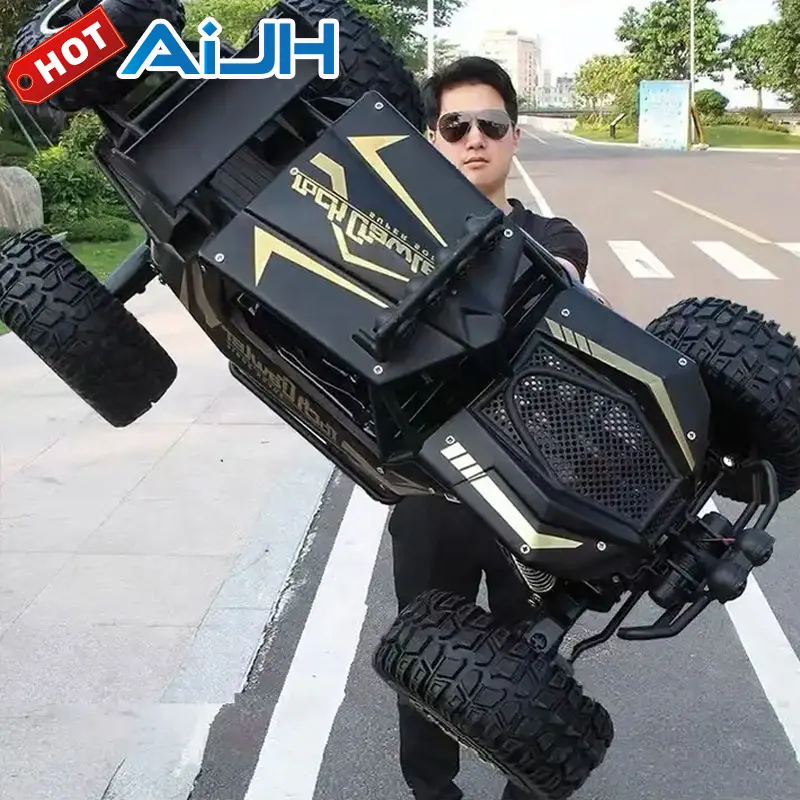 Aijh 2.4G 50Cm Lớn RC Xe 4WD Tốc Độ Cao Kim Loại Xe Tải RC Tự Động 1:8 Đá Crawler Điều Khiển Từ Xa Leo Núi RC Xe