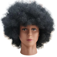 Perruque Afro Amusante Noire Frisée Courte Synthétique 100g Résistante aux Hautes Températures pour Fête et Déguisement d'Halloween